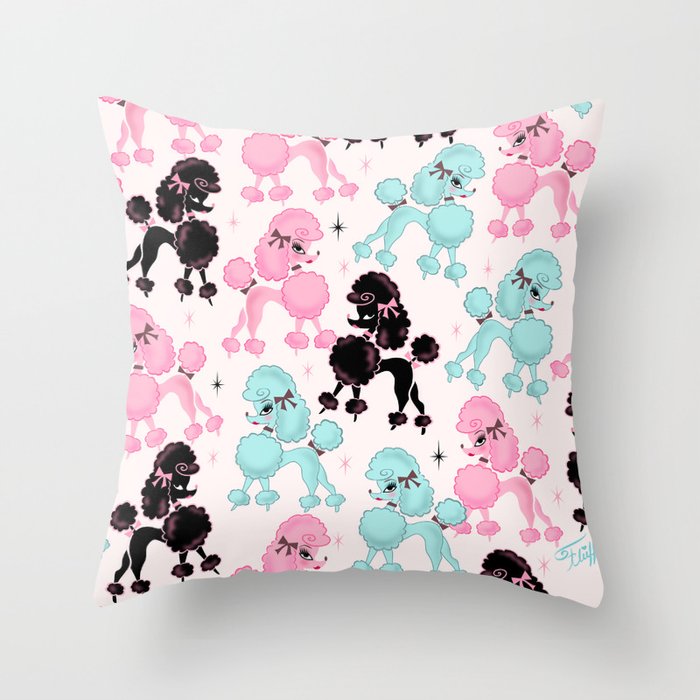 Poodlerama Retro Poodles Throw Pillow Gallery Image 6