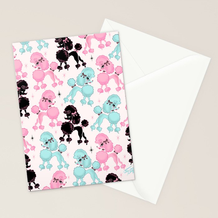 Poodlerama Retro Poodles Stationery Card Gallery Image 2