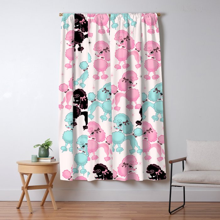 Poodlerama Retro Poodles Window Curtain Gallery Image 1