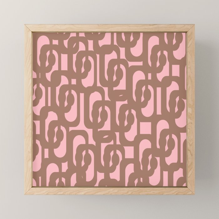 Mid Century Modern Contemporary Loop Pattern in Mocha Brown and Pink Mini Art Print Gallery Image 1