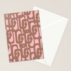 Mid Century Modern Contemporary Loop Pattern in Mocha Brown and Pink Stationery Card Gallery Image 2