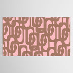 Mid Century Modern Contemporary Loop Pattern in Mocha Brown and Pink Tablecloth Gallery Image 2