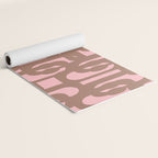 Mid Century Modern Contemporary Loop Pattern in Mocha Brown and Pink Yoga Mat Gallery Image 2