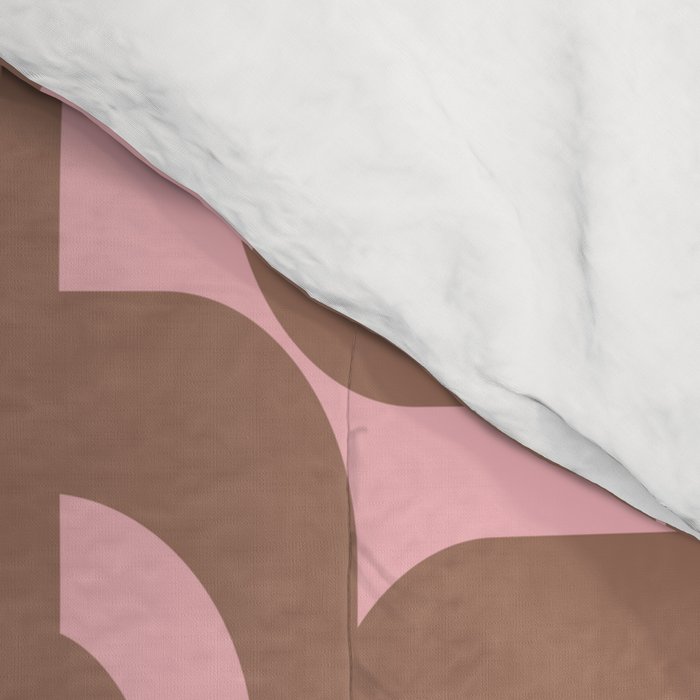 Mid Century Modern Contemporary Loop Pattern in Mocha Brown and Pink Comforter Gallery Image 4