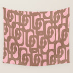 Mid Century Modern Contemporary Loop Pattern in Mocha Brown and Pink Wall Tapestry Gallery Image 4