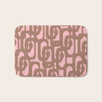 Mid Century Modern Contemporary Loop Pattern in Mocha Brown and Pink Bath Mat Gallery Image 1