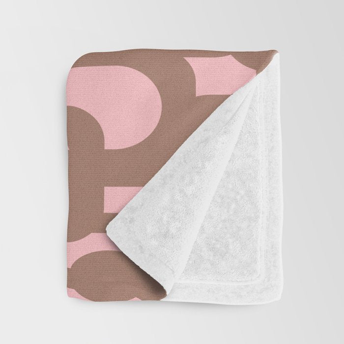 Mid Century Modern Contemporary Loop Pattern in Mocha Brown and Pink Throw Blanket Gallery Image 3