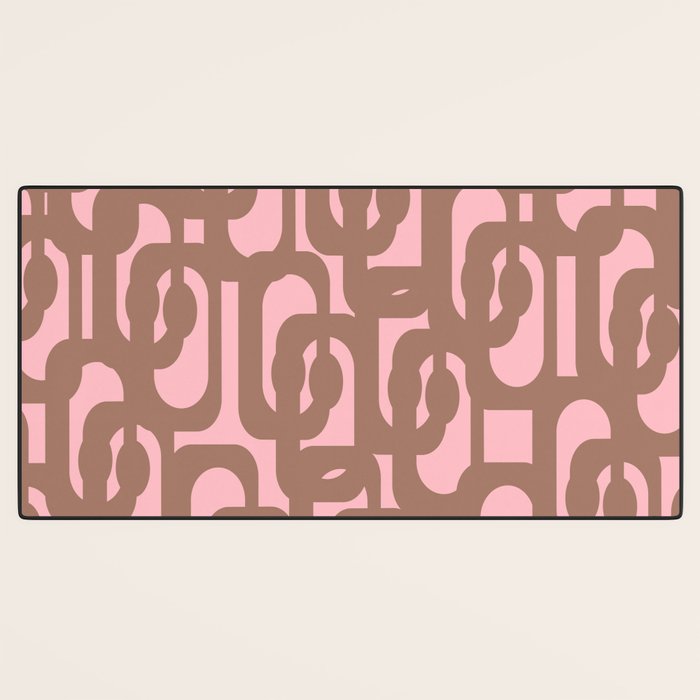 Mid Century Modern Contemporary Loop Pattern in Mocha Brown and Pink Desk Mat Gallery Image 3