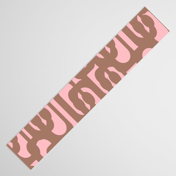 Mid Century Modern Contemporary Loop Pattern in Mocha Brown and Pink Table Runner Gallery Image 3