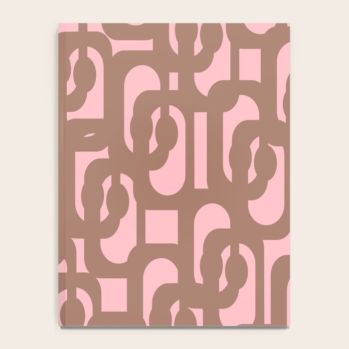 Mid Century Modern Contemporary Loop Pattern in Mocha Brown and Pink Notebook Gallery Image 4