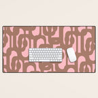 Mid Century Modern Contemporary Loop Pattern in Mocha Brown and Pink Desk Mat Gallery Image 1