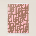 Mid Century Modern Contemporary Loop Pattern in Mocha Brown and Pink Stationery Card Gallery Image 2
