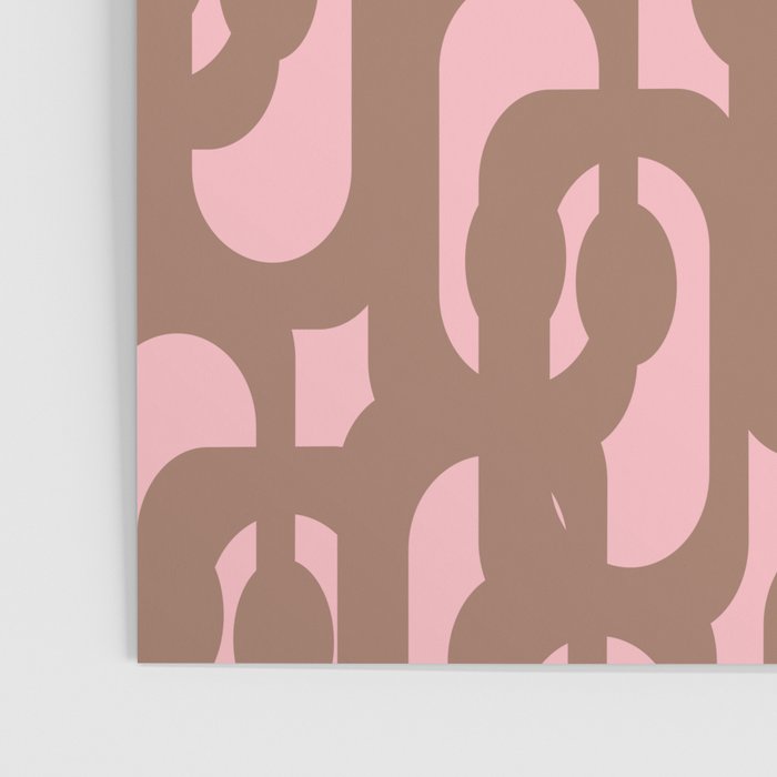 Mid Century Modern Contemporary Loop Pattern in Mocha Brown and Pink Poster Gallery Image 3