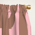 Mid Century Modern Contemporary Loop Pattern in Mocha Brown and Pink Window Curtain Gallery Image 2