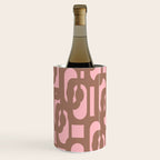 Mid Century Modern Contemporary Loop Pattern in Mocha Brown and Pink Wine Chiller Gallery Image 3
