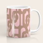 Mid Century Modern Contemporary Loop Pattern in Mocha Brown and Pink Coffee Mug Gallery Image 1