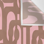 Mid Century Modern Contemporary Loop Pattern in Mocha Brown and Pink Wall Tapestry Gallery Image 3