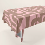 Mid Century Modern Contemporary Loop Pattern in Mocha Brown and Pink Tablecloth Gallery Image 1