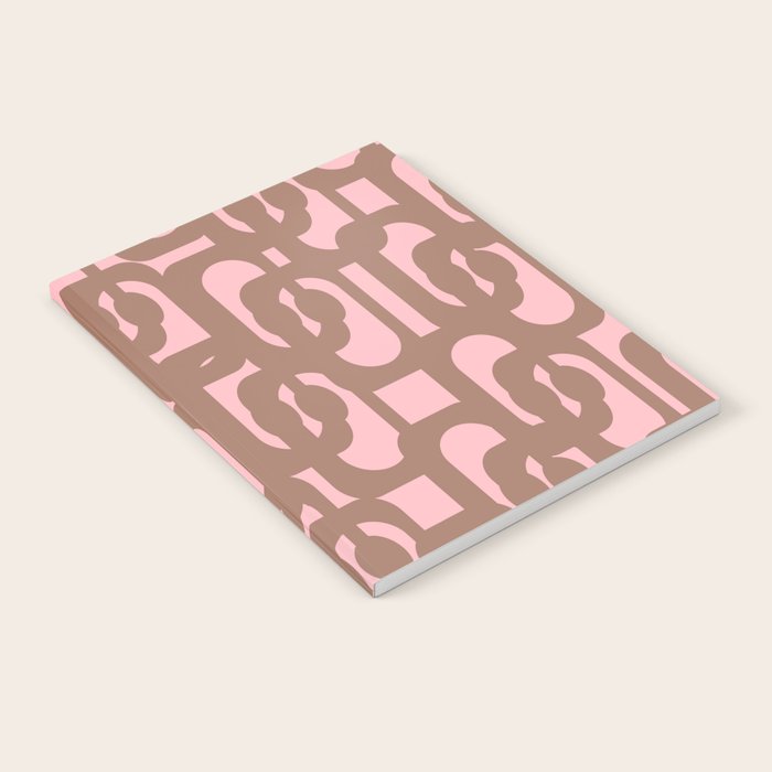 Mid Century Modern Contemporary Loop Pattern in Mocha Brown and Pink Notebook Gallery Image 1