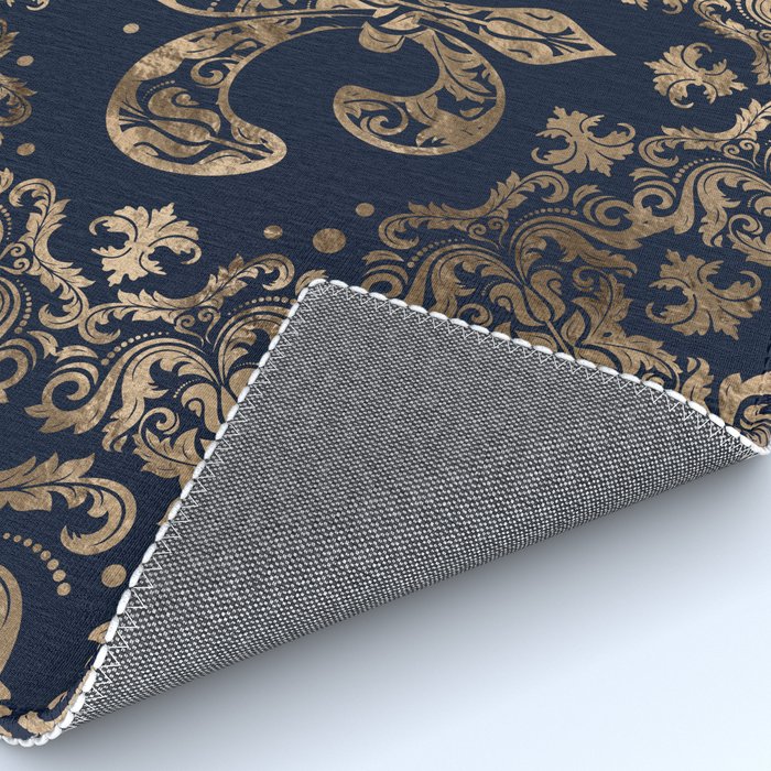 Luxury Fleur-de-lis Ornament - gold and dark blue Rug Gallery Image 4