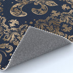Luxury Fleur-de-lis Ornament - gold and dark blue Rug Gallery Image 4