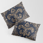 Luxury Fleur-de-lis Ornament - gold and dark blue Pillow Sham Gallery Image 3