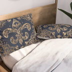 Luxury Fleur-de-lis Ornament - gold and dark blue Pillow Sham Gallery Image 2