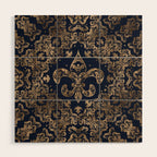 Luxury Fleur-de-lis Ornament - gold and dark blue Wood Wall Art Gallery Image 1