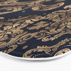 Luxury Fleur-de-lis Ornament - gold and dark blue Bath Mat Gallery Image 3
