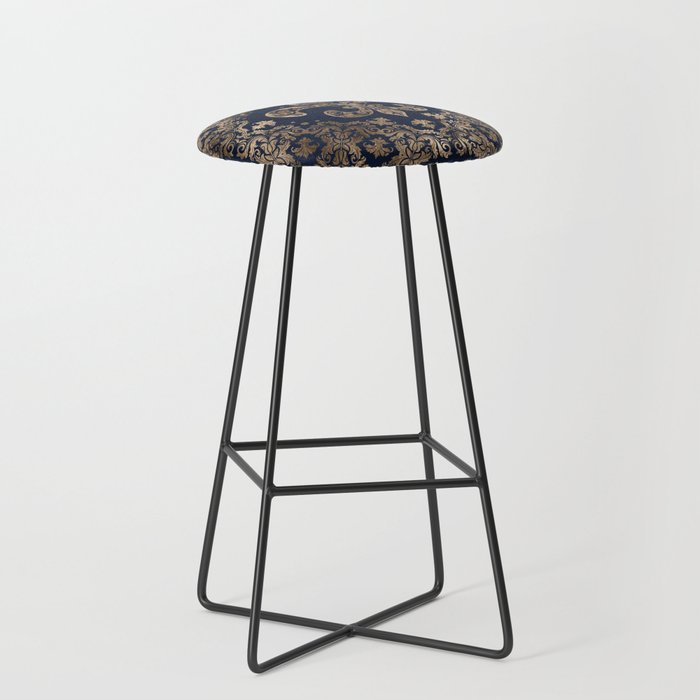 Luxury Fleur-de-lis Ornament - gold and dark blue Stool Gallery Image 1
