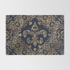 Luxury Fleur-de-lis Ornament - gold and dark blue Rug Gallery Image 2