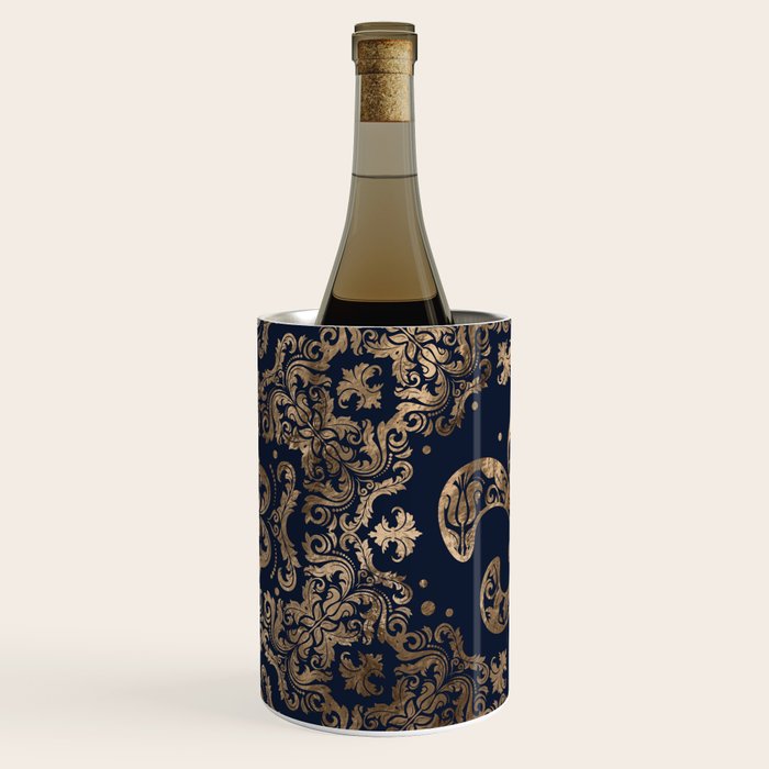 Luxury Fleur-de-lis Ornament - gold and dark blue Wine Chiller Gallery Image 2
