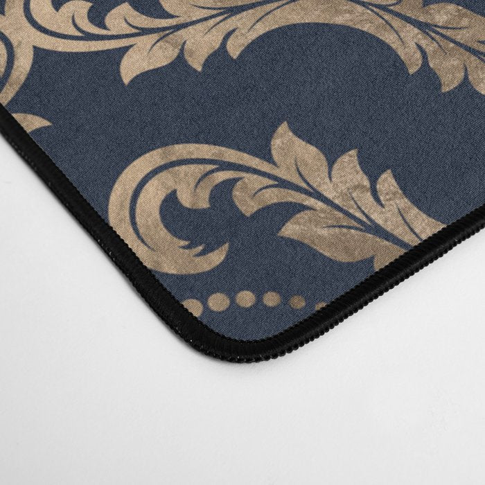 Luxury Fleur-de-lis Ornament - gold and dark blue Desk Mat Gallery Image 4