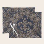 Luxury Fleur-de-lis Ornament - gold and dark blue Placemat Gallery Image 1
