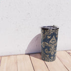 Luxury Fleur-de-lis Ornament - gold and dark blue Travel Mug Gallery Image 4