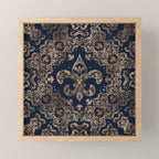 Luxury Fleur-de-lis Ornament - gold and dark blue Mini Art Print Gallery Image 1