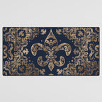 Luxury Fleur-de-lis Ornament - gold and dark blue Desk Mat Gallery Image 3