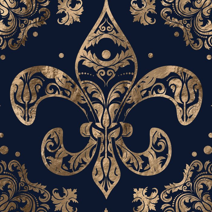 Luxury Fleur-de-lis Ornament - gold and dark blue Coffee Mug Gallery Image 2