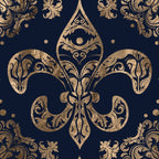 Luxury Fleur-de-lis Ornament - gold and dark blue Coffee Mug Gallery Image 2