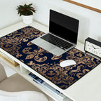 Luxury Fleur-de-lis Ornament - gold and dark blue Desk Mat Gallery Image 2