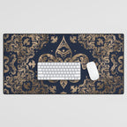 Luxury Fleur-de-lis Ornament - gold and dark blue Desk Mat Gallery Image 1