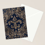Luxury Fleur-de-lis Ornament - gold and dark blue Stationery Card Gallery Image 2