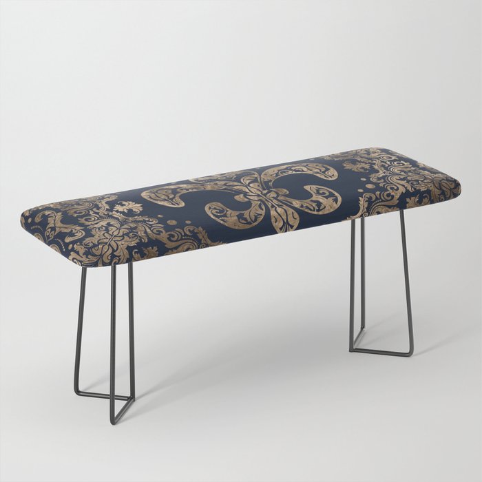 Luxury Fleur-de-lis Ornament - gold and dark blue Bench Gallery Image 1