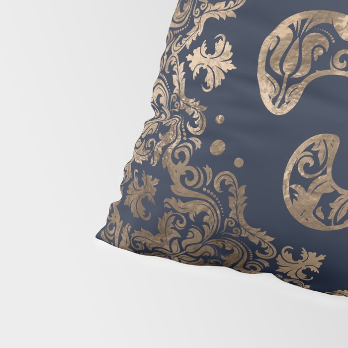 Luxury Fleur-de-lis Ornament - gold and dark blue Pillow Sham Gallery Image 4