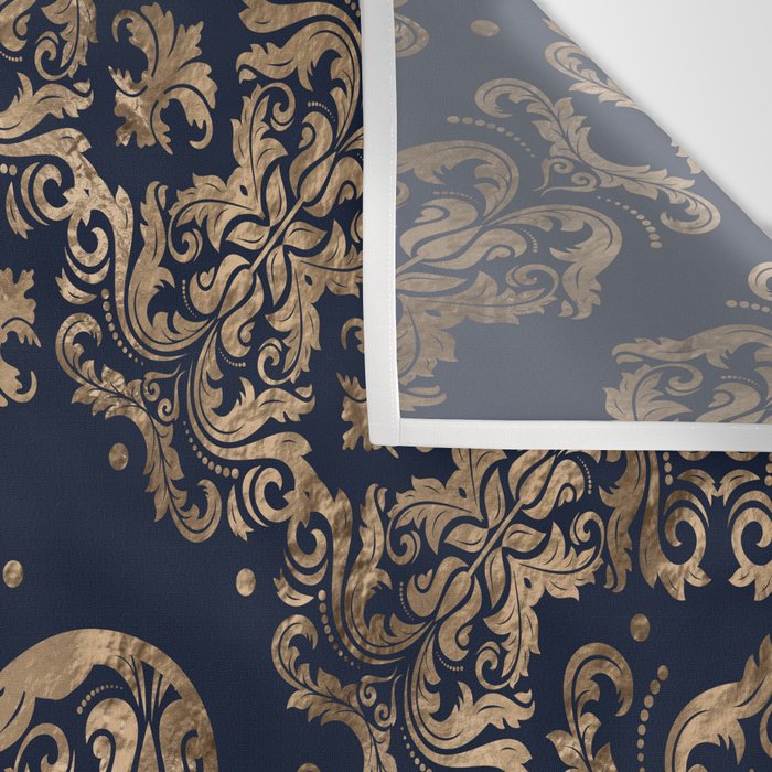 Luxury Fleur-de-lis Ornament - gold and dark blue Wall Tapestry Gallery Image 3