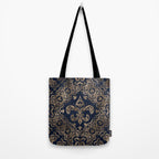 Luxury Fleur-de-lis Ornament - gold and dark blue Tote Bag Gallery Image 2