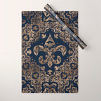 Luxury Fleur-de-lis Ornament - gold and dark blue Wrapping Paper Gallery Image 1