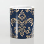 Luxury Fleur-de-lis Ornament - gold and dark blue Coffee Mug Gallery Image 4