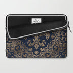 Luxury Fleur-de-lis Ornament - gold and dark blue Laptop Sleeve Gallery Image 2