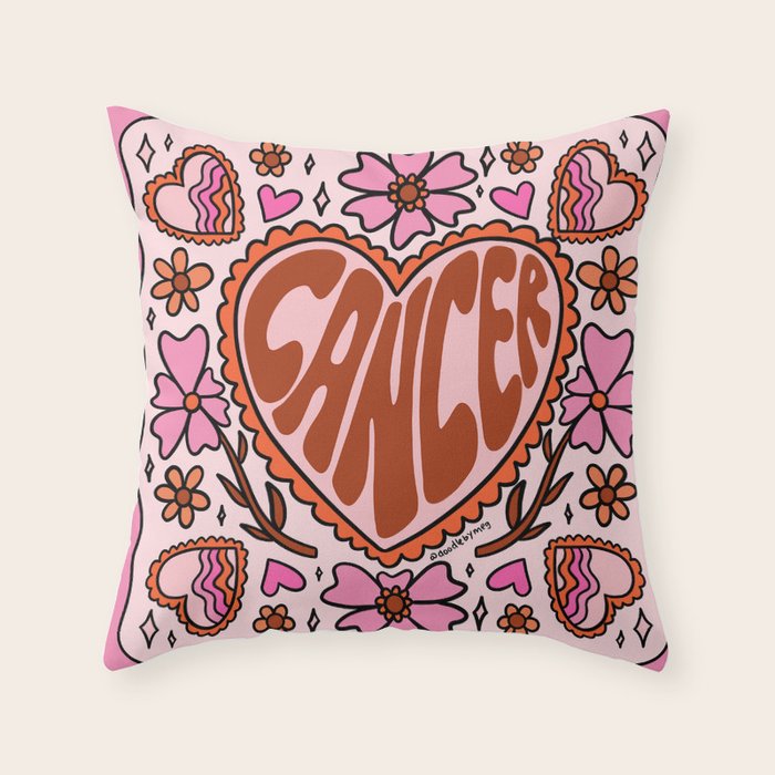 Cancer Zodiac Heart Throw Pillow Gallery Image 6